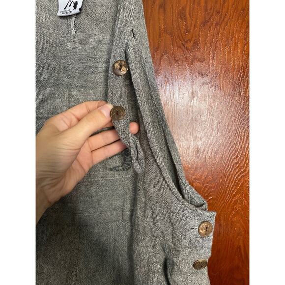 Gray Earthy Crunchy Cotton Ganesh Himal Bird Jumper Overalls - Picture 6 of 12